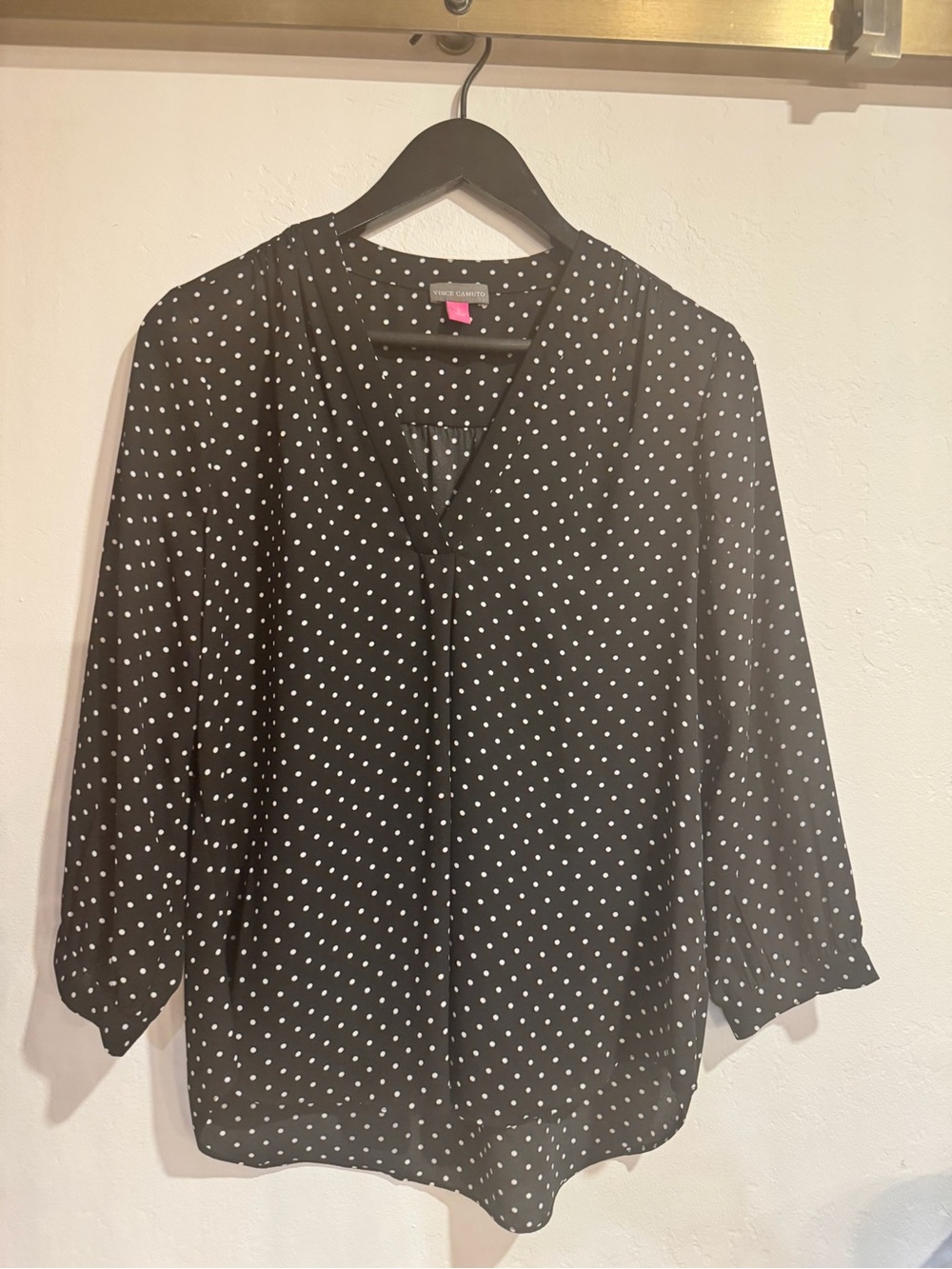 Vince Camuto Polka Dot V-Neck Women's Blouse